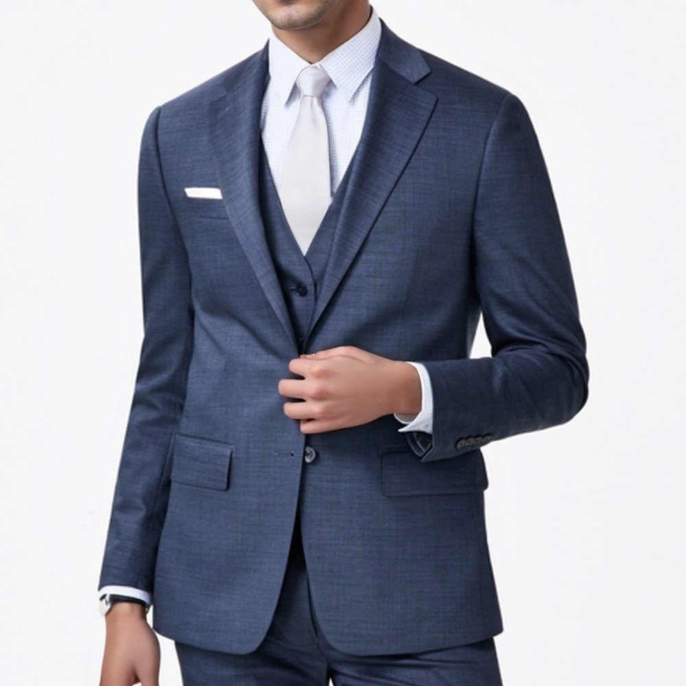 Calvin Klein Men Suit Jacket 42L Blue Slim Fit 100% Wool Tailored Luxury NWT